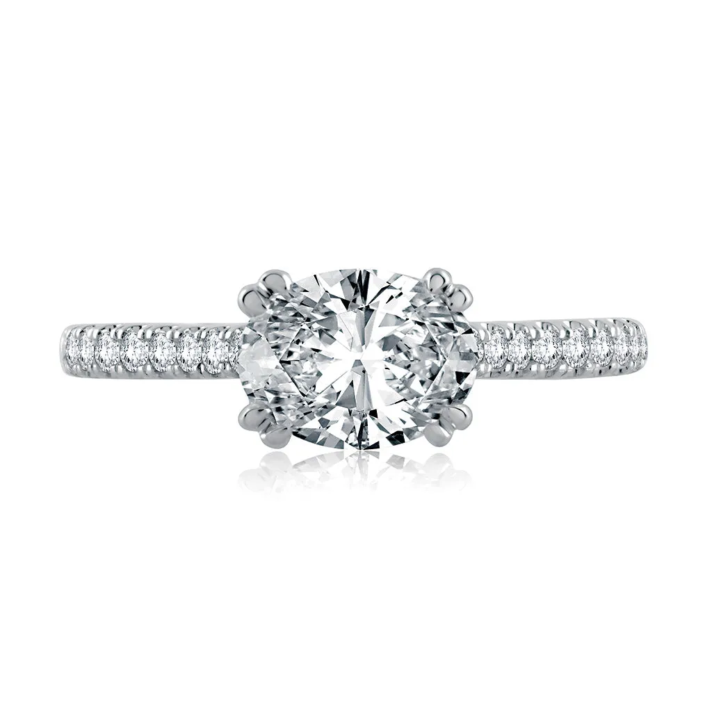 A. Jaffe Quilted East-West Diamond Engagement Ring Setting in White Gold
