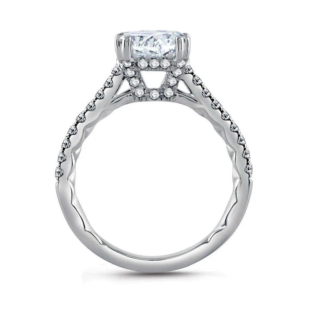 A. Jaffe Quilted East-West Diamond Engagement Ring Setting in White Gold