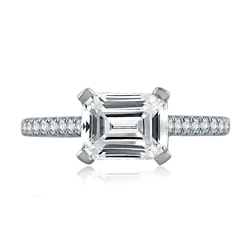 A. Jaffe Quilted East-West Diamond Engagement Ring Setting in White Gold