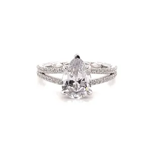 A. Jaffe Quilted Pear Shape Diamond Engagement Ring Setting in White Gold