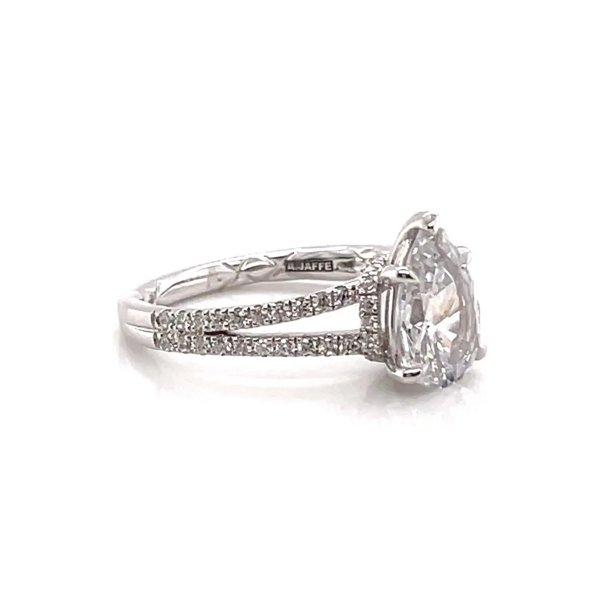 A. Jaffe Quilted Pear Shape Diamond Engagement Ring Setting in White Gold