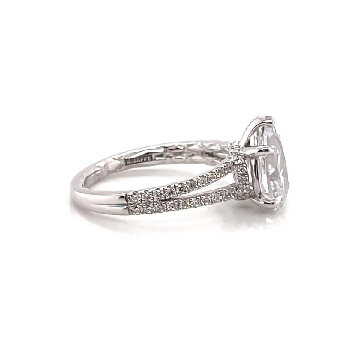 A. Jaffe Quilted Pear Shape Diamond Engagement Ring Setting in White Gold