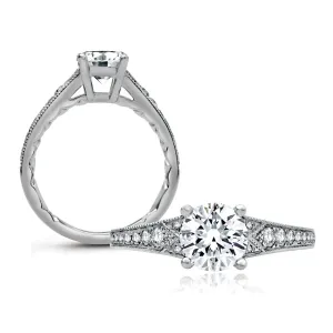 A. JAFFE Round Side Stone Diamond Engagement Ring Setting in 14K White Gold (.17ctw)