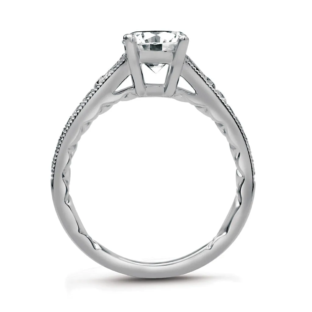 A. JAFFE Round Side Stone Diamond Engagement Ring Setting in 14K White Gold (.17ctw)
