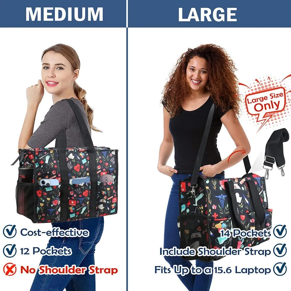 ABAMERICA Nurse Bags for Work: Multiple Pockets, Waterproof, Organizing Zip Top Clinical Bag for Nursing Students