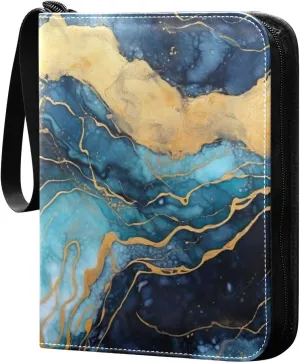 Abstract Painting Card Binder 4-Pockets, 400 Pockets Card Holder with 50 Removable Sleeves, Trading Card Collector Zipper Album Holder, Collector Album