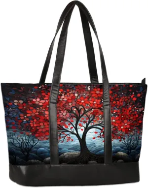 Abstract Tree Beautiful Laptop Tote Bag for Women Lightweight Work Purse with Multiple Compartments Fits 13-15.6 Inch Laptop Tablet Shoulder Bag for Office Travel Daily Use