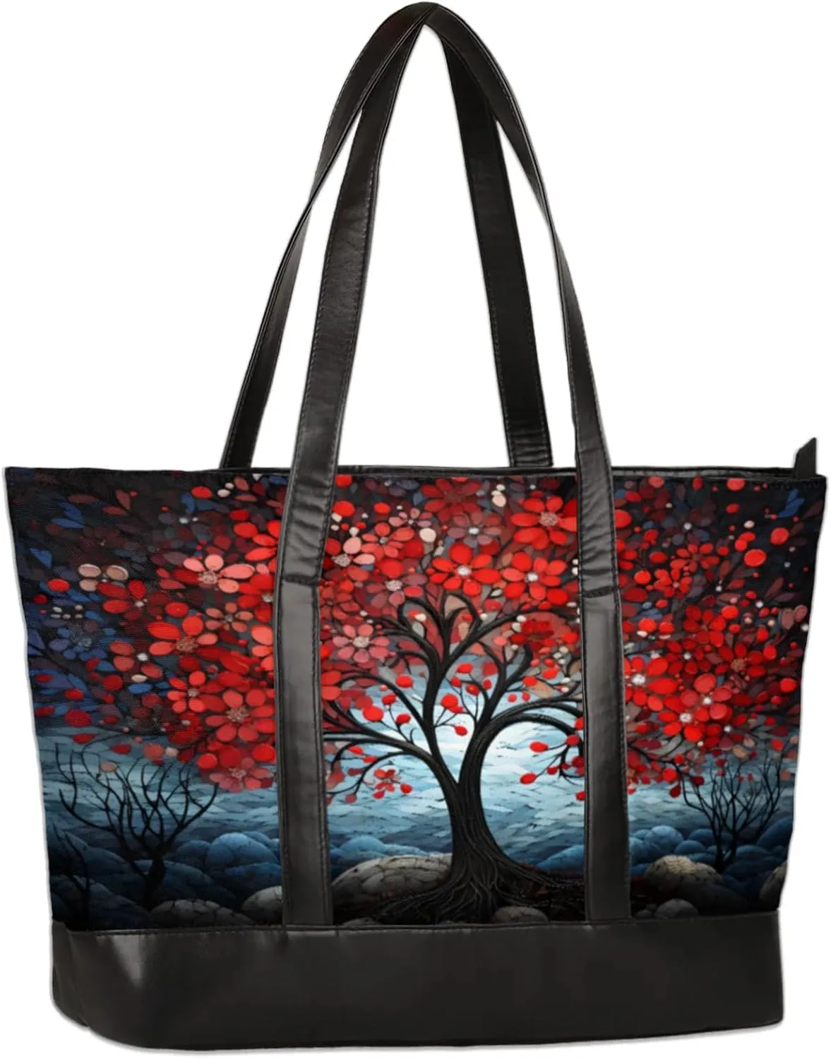 Abstract Tree Beautiful Laptop Tote Bag for Women Lightweight Work Purse with Multiple Compartments Fits 13-15.6 Inch Laptop Tablet Shoulder Bag for Office Travel Daily Use