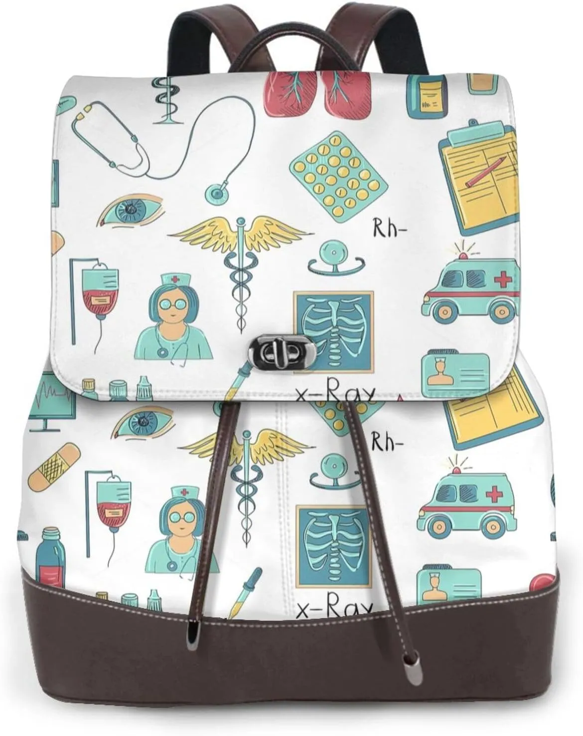abstraction biology chemistry4 Print Adjustable Casual Travel Hiking Knapsacks Leather Backpack Purse Laptop Rucksack Bag