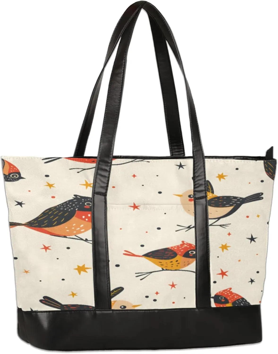 Abstraction Stars Birds Laptop Tote Bag for Women Lightweight Work Purse with Multiple Compartments Fits 13-15.6 Inch Laptop Tablet Shoulder Bag for Office Travel Daily Use