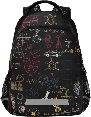 Acpiggto Backpack Daypack Shoulder Bag Red Navy Science Concept Chemical Biology Geography Space Rucksack Bookbag Laptop Compartment