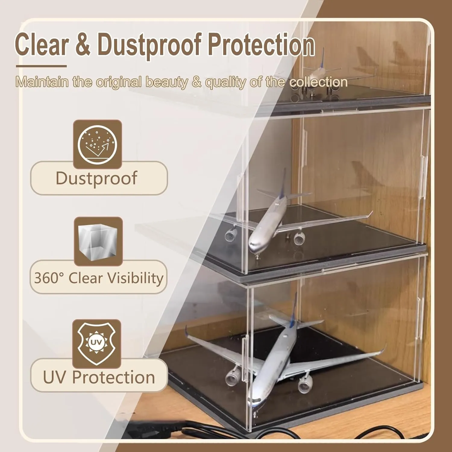 Acrylic Display Case Display Box for Toy Cars, Cube Stackable Display Case, Thickened Clear Acrylic Display Case, for Model Toy Home Storage & Organizing(White,16x16x24in(40x40x60cm))
