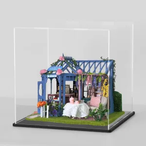 Acrylic Display Case for Miniature Dollhouse, Sturdy Transparent Dust Cover for DIY Crafts House Kit, Dustproof Acrylic Box for Tiny House Kit, 12×10×12 inch