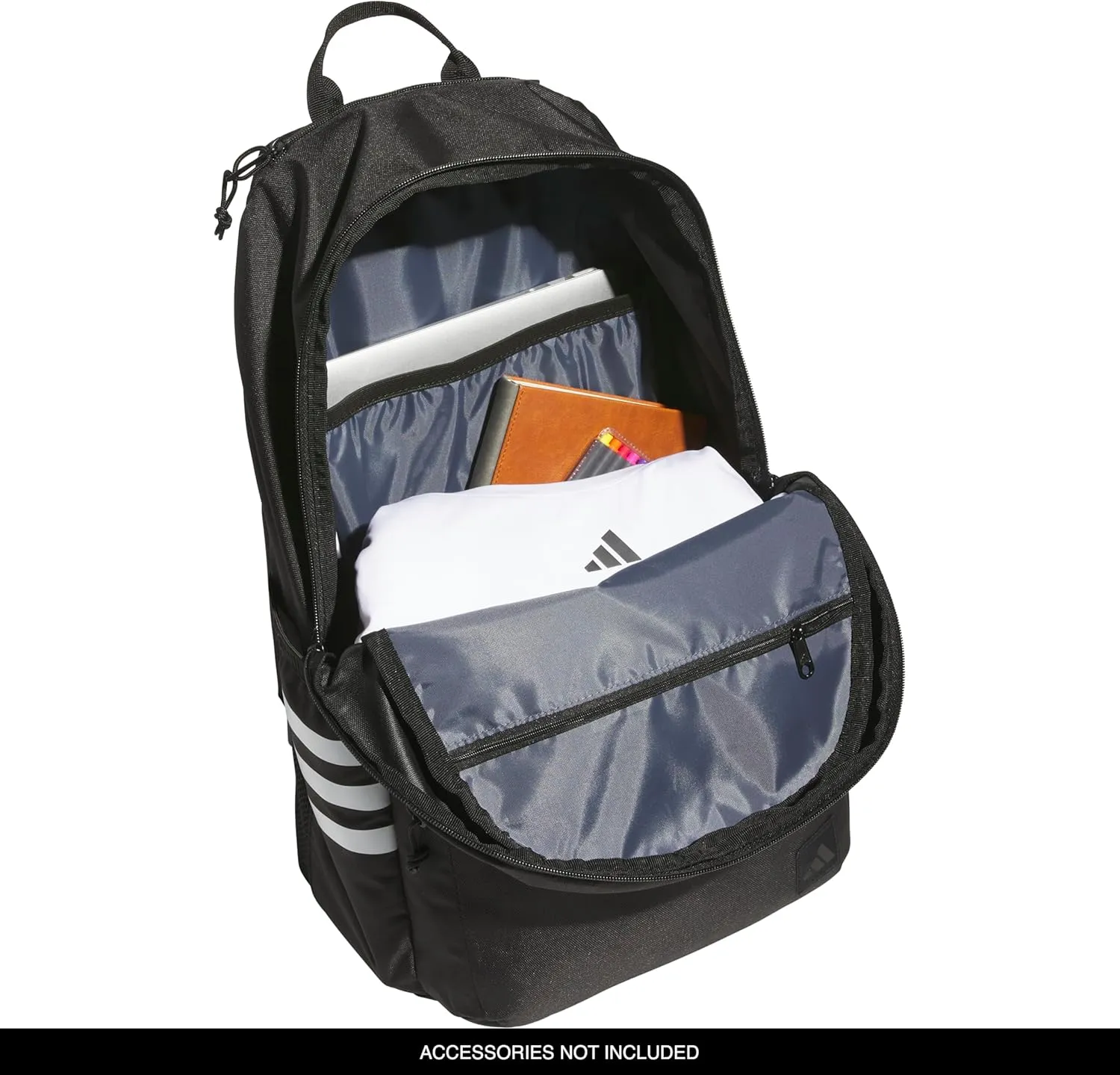 adidas 3-Stripe Classic Backpack for Men and Women, Bag with Laptop Sleeve, Black/5.0, One Size