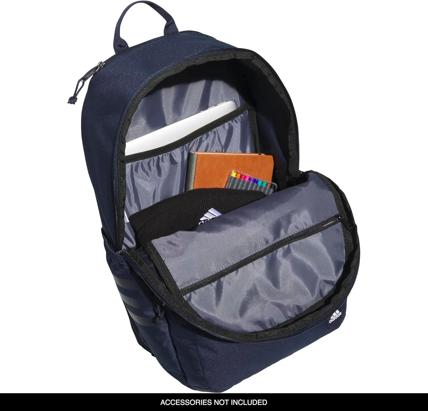 adidas 3-Stripe Classic Backpack for Men and Women, Bag with Laptop Sleeve, Collegiate Navy/White/Black/5.0, One Size