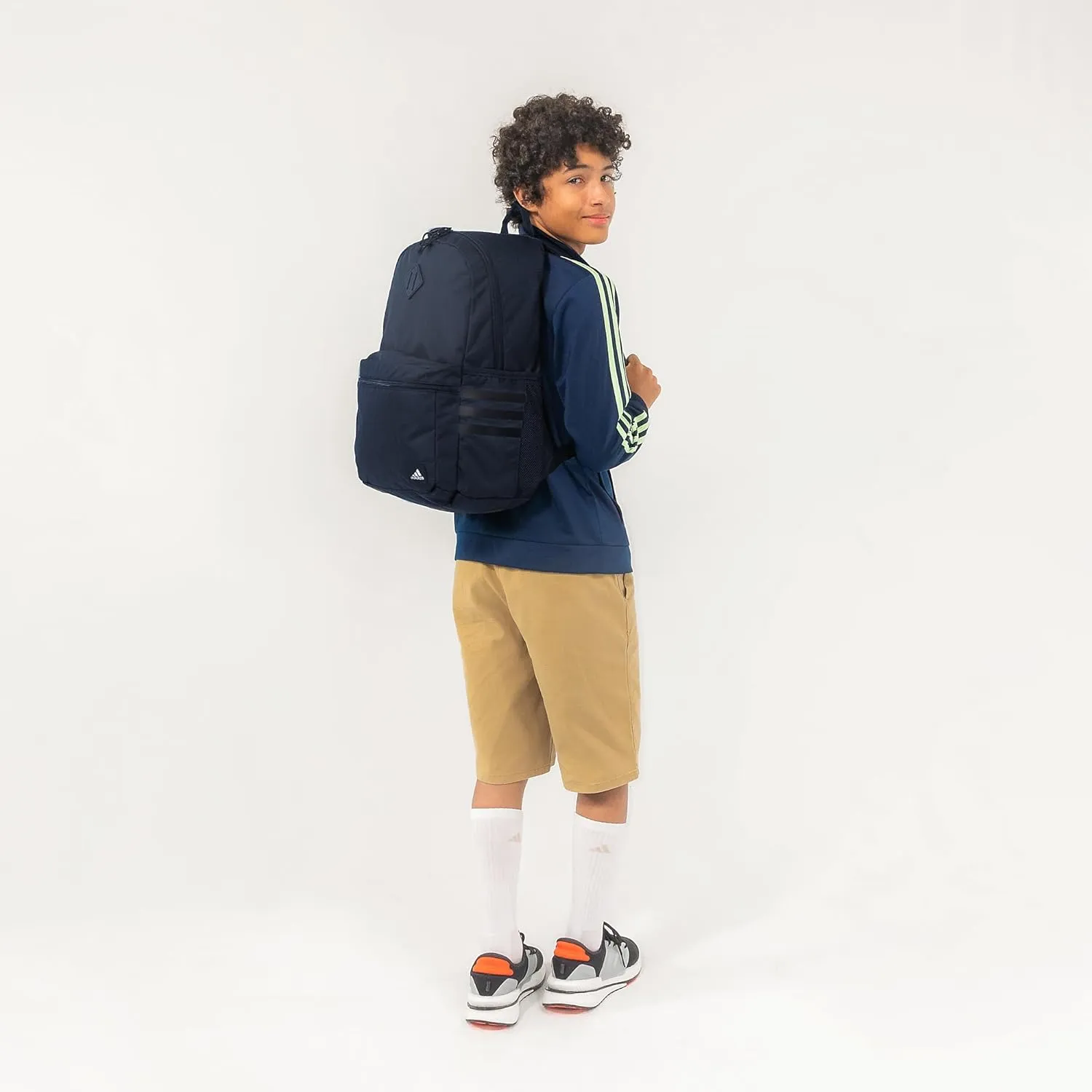 adidas 3-Stripe Classic Backpack for Men and Women, Bag with Laptop Sleeve, Collegiate Navy/White/Black/5.0, One Size