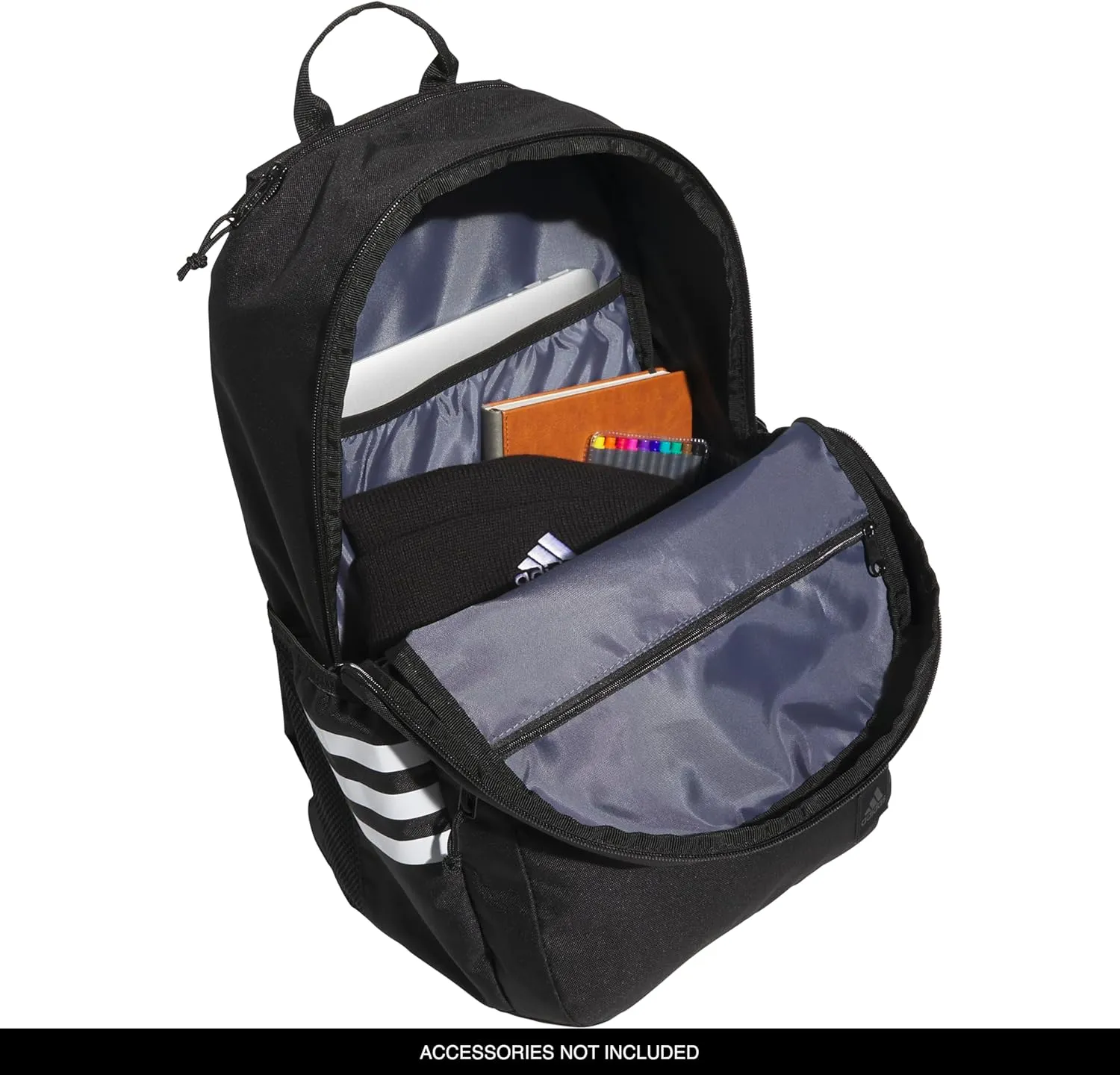 adidas Classic 3-Stripe Durable Backpack Student Athletic Sport Laptop Book Bag, Black/White/5.0, One Size