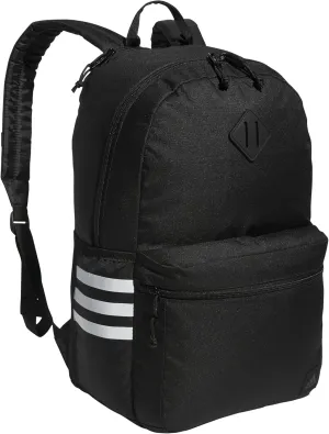 adidas Classic 3-Stripe Durable Backpack Student Athletic Sport Laptop Book Bag, Black/White/5.0, One Size