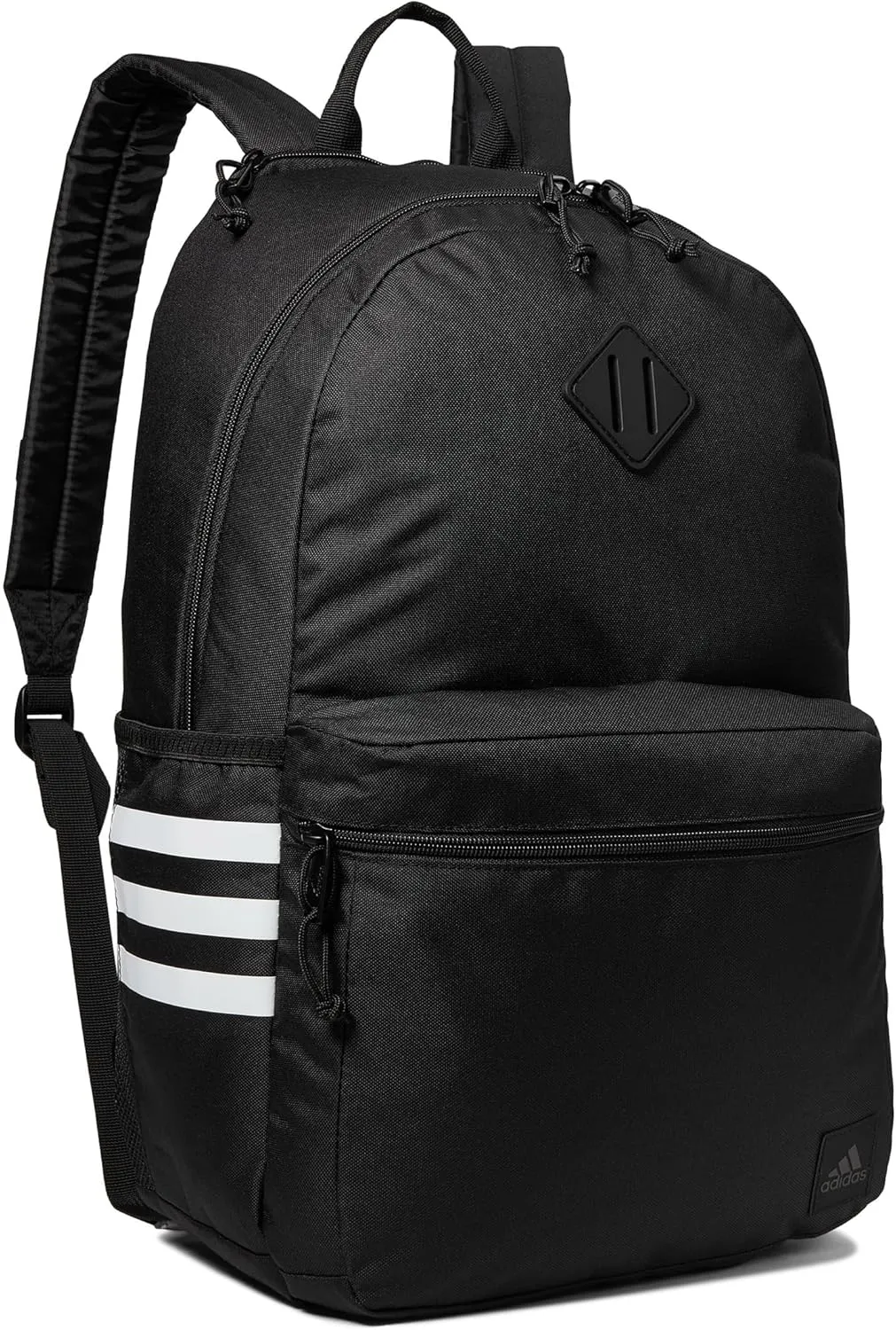 adidas Classic 3-Stripe Durable Backpack Student Athletic Sport Laptop Book Bag, Black/White/5.0, One Size
