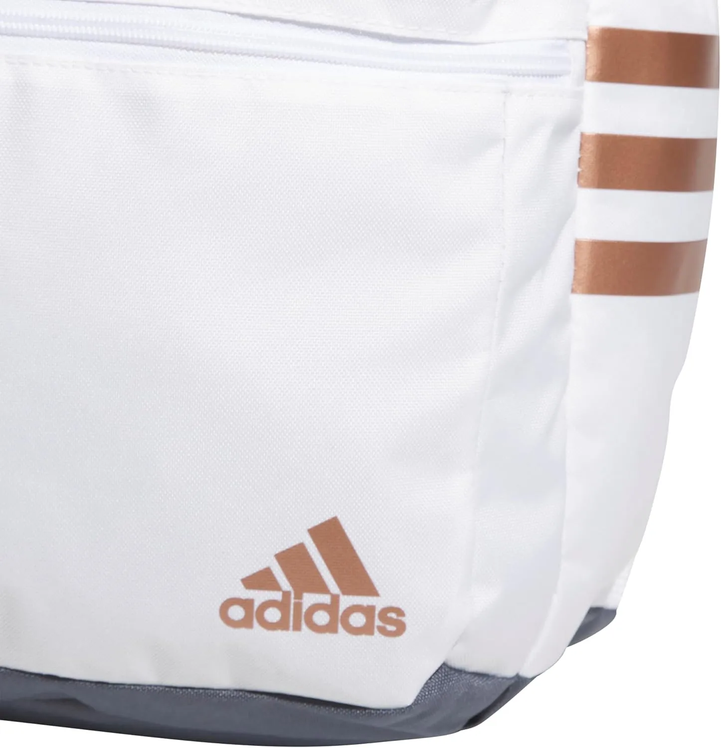 adidas Classic 3-Stripe Durable Backpack Student Athletic Sport Laptop Book Bag, White/Rose Gold/Onix Grey/5.0, One Size