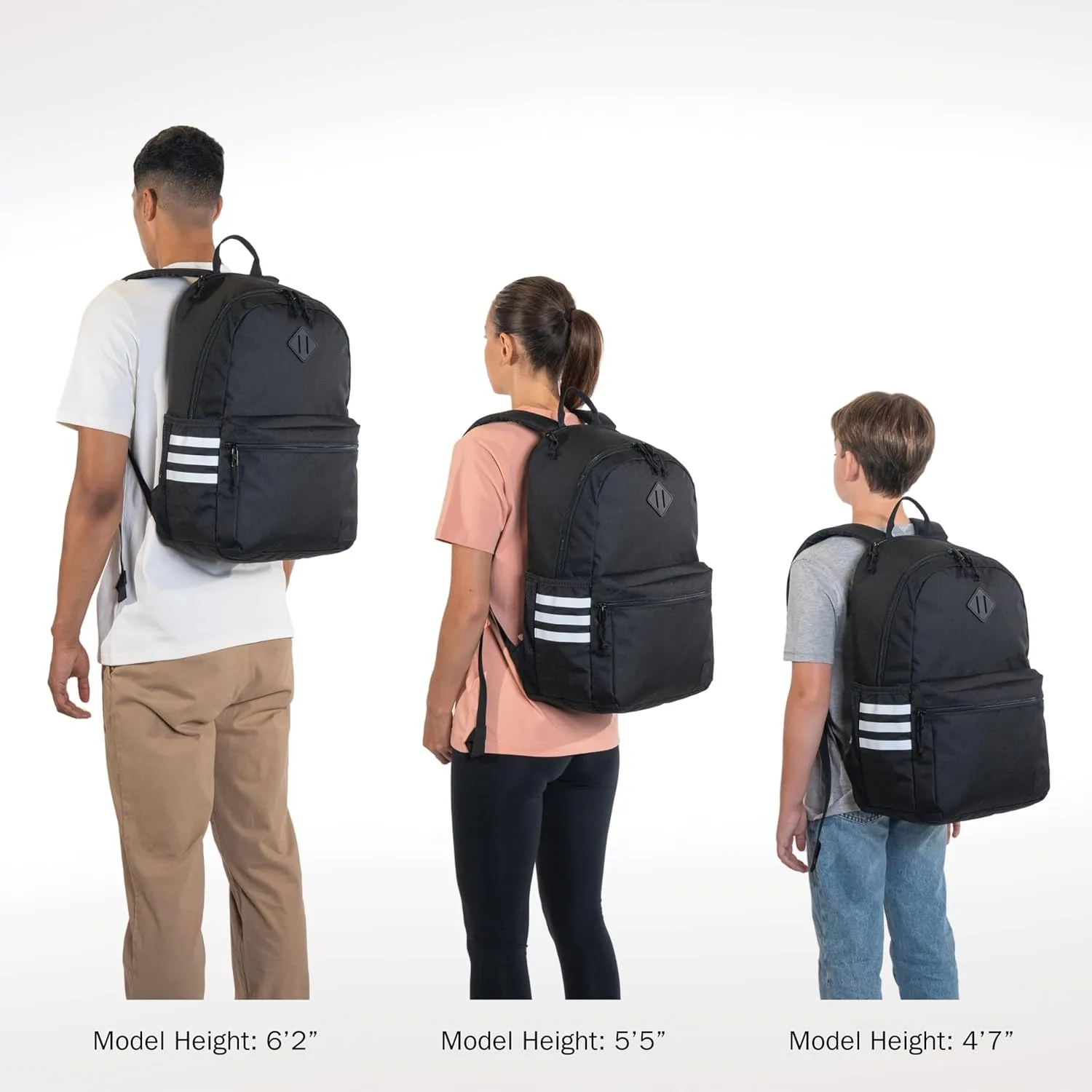 adidas Classic 3-Stripe Durable Backpack Student Athletic Sport Laptop Book Bag, White/Rose Gold/Onix Grey/5.0, One Size