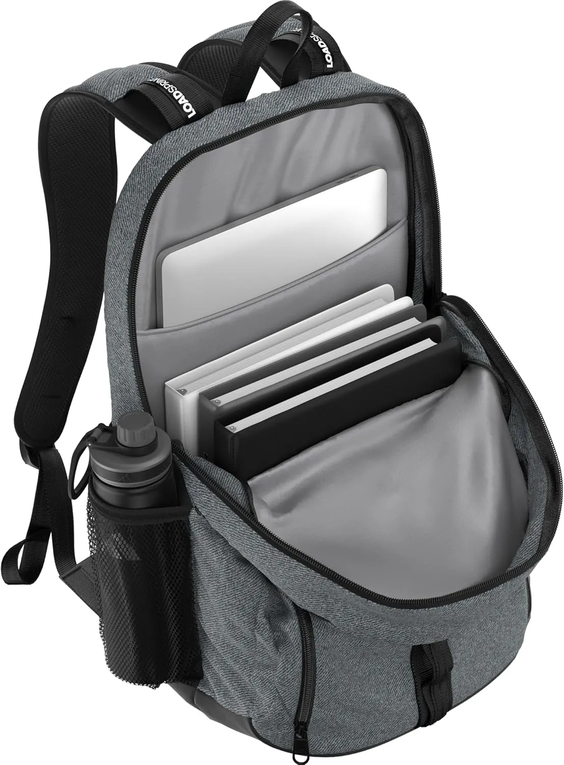 adidas Primetime Large Backpack for Women and Men, Big Bag with Laptop Sleeve, Twill Onix Grey/Black, One Size