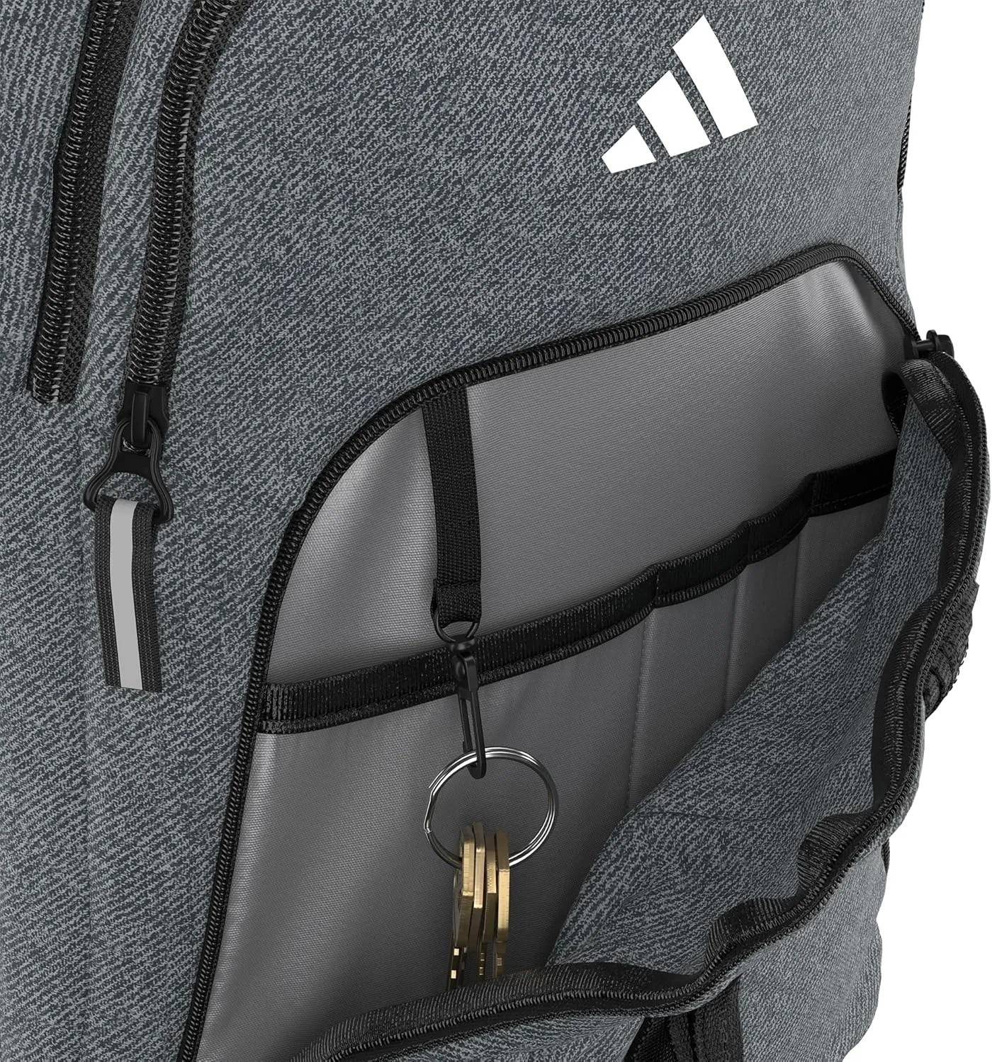 adidas Primetime Large Backpack for Women and Men, Big Bag with Laptop Sleeve, Twill Onix Grey/Black, One Size