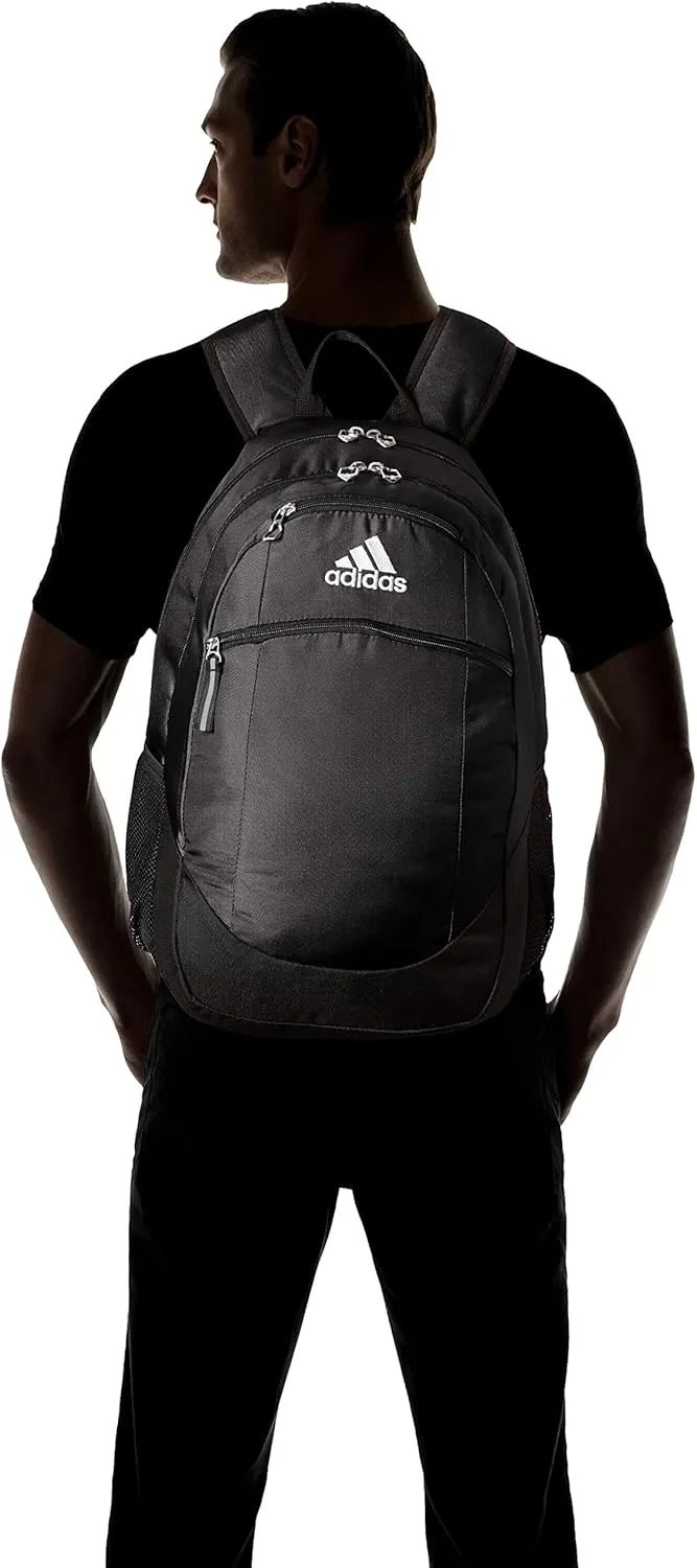 adidas Striker Team Sports Backpack Durable Athletic Gym Laptop Bag, Black/White, One Size