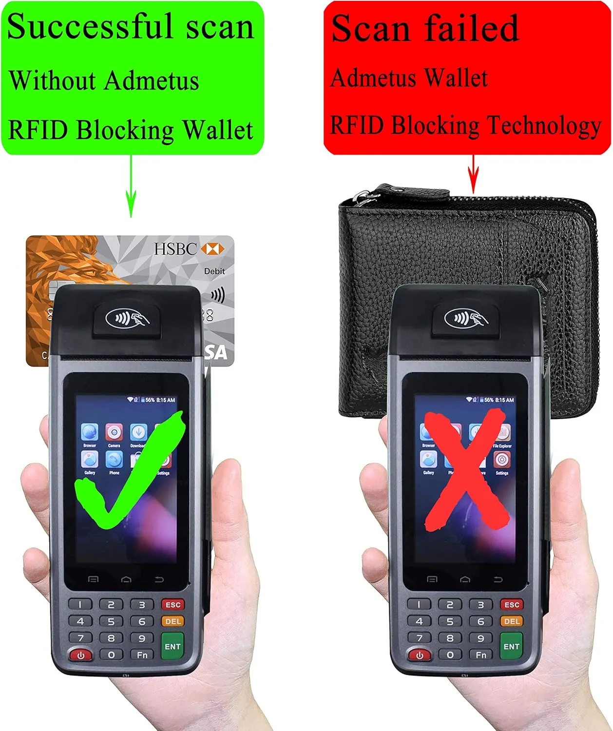 Admetus Men's Genuine Leather Short Zip-around Bifold Wallet