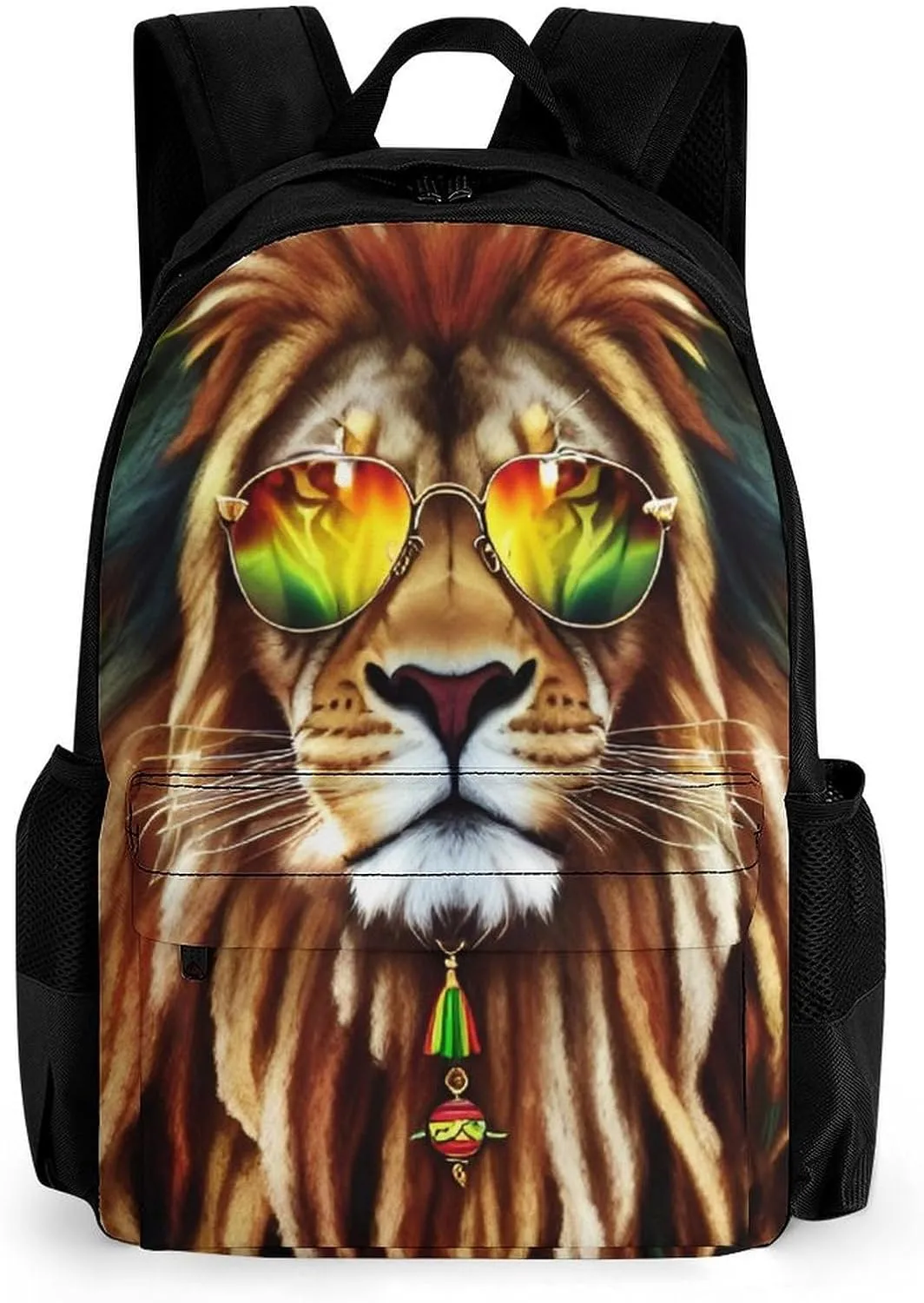 Adults Lightweight Rasta Lion Of Judah Art Rucksacks Large Capacity Bookbag With Adjustable Shoulder Straps for Trekking Outdoors Bicycle