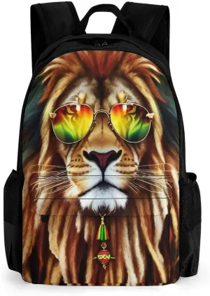 Adults Lightweight Rasta Lion Of Judah Art Rucksacks Large Capacity Bookbag With Adjustable Shoulder Straps for Trekking Outdoors Bicycle