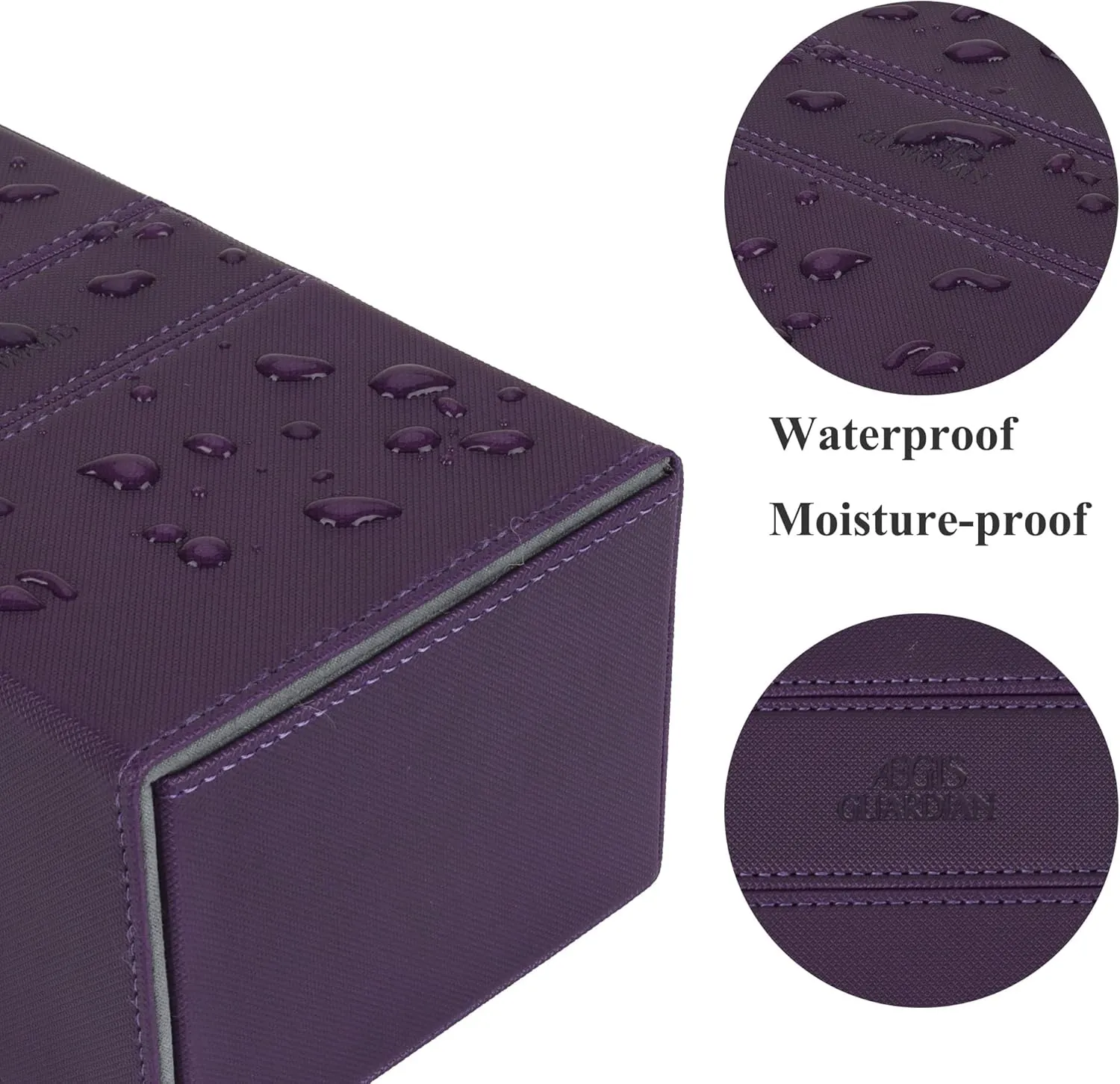 AEGIS GUARDIAN Card Deck Box for MTG with 3 Tray Commander Deck Box Hold 200  Double Sleeved Cards, PU Leather 7 Strong Magnets Card Storage Box Deck Game Case for TCG CCG, Purple