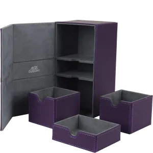AEGIS GUARDIAN Card Deck Box for MTG with 3 Tray Commander Deck Box Hold 200  Double Sleeved Cards, PU Leather 7 Strong Magnets Card Storage Box Deck Game Case for TCG CCG, Purple