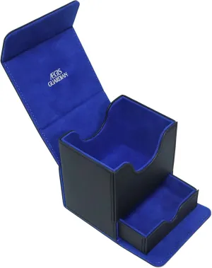 AEGIS GUARDIAN Card Deck Box with Dice Tray for MTG Cards, Commander Deck Box fit 150  Sleeved Cards, PU Leather Card Storage Box Strong Magnet Deck Game Case for TCG CCG, Black and Blue