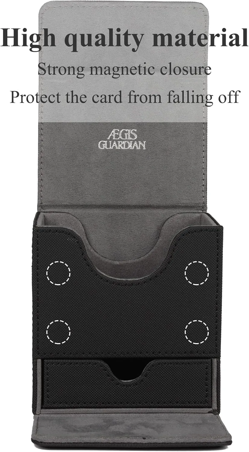 AEGIS GUARDIAN Card Deck Box with Dice Tray for MTG Cards, Commander Deck Box fit 150  Sleeved Cards, PU Leather Card Storage Box Strong Magnet Deck Game Case for TCG CCG, Black