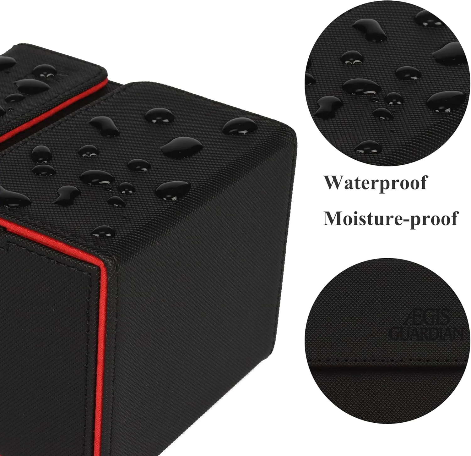 AEGIS GUARDIAN Card Deck Box with Dice Tray for MTG Cards, Commander Deck Box fit 150  Sleeved Cards, PU Leather Card Storage Box Strong Magnet Deck Game Case for TCG CCG, Red Ineer