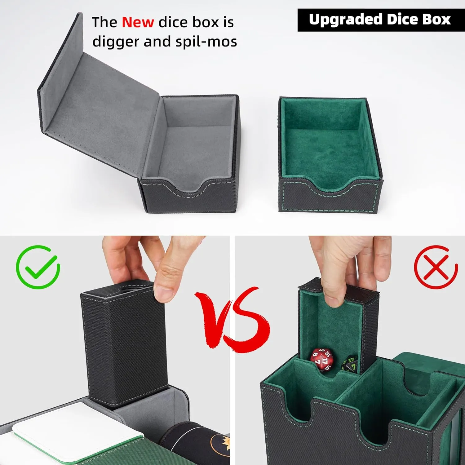 AFIING MTG Deck Box 6 In1 with MTG Playma,Premium Card Storage Box with 5 Pcs MTG Deck Box Holds 2400  Trading Cards, Large TCG Card Deck Case for Magic Yugioh Sports Cards (Black&Grye)