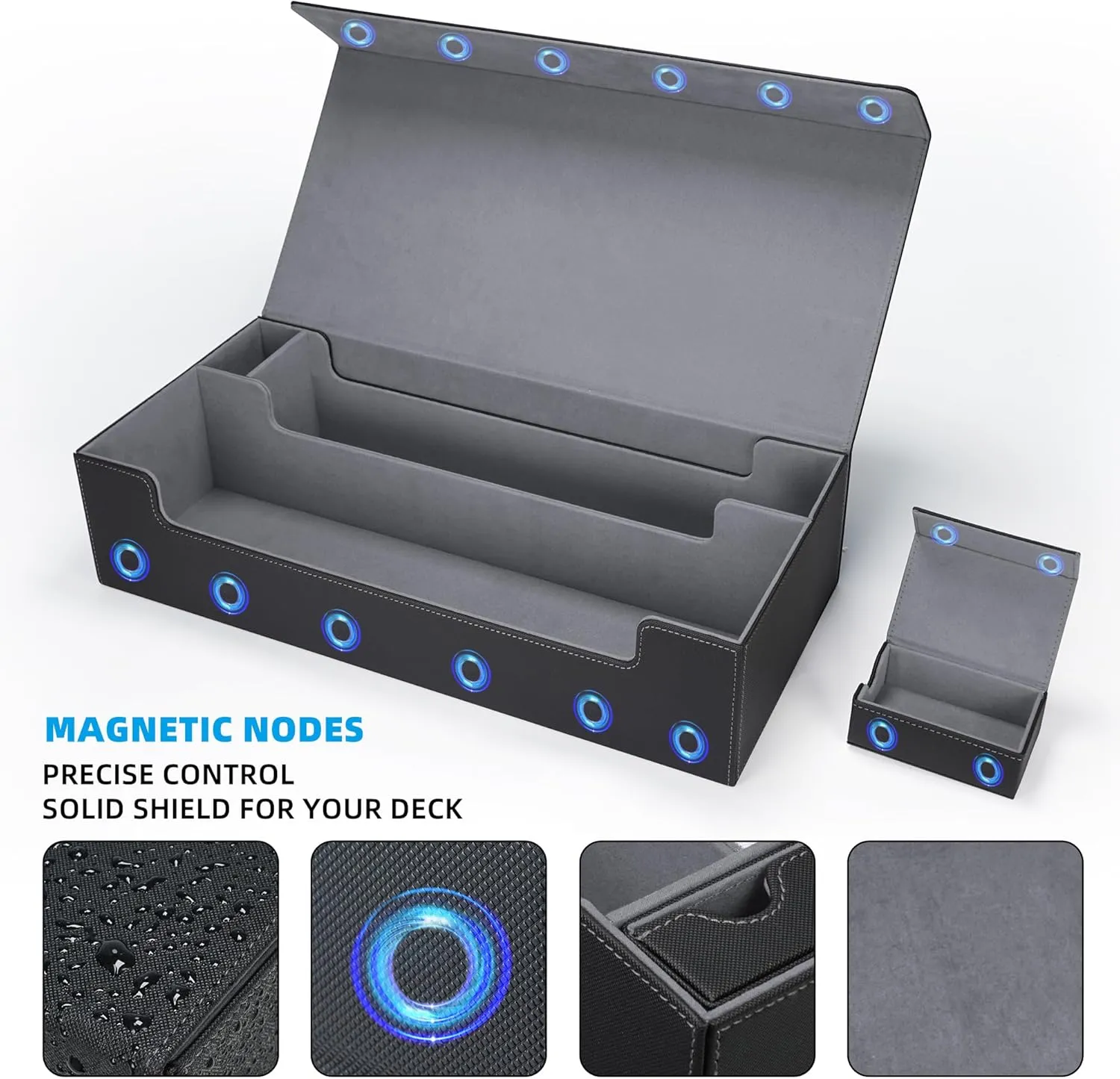 AFIING MTG Deck Box 6 In1 with MTG Playma,Premium Card Storage Box with 5 Pcs MTG Deck Box Holds 2400  Trading Cards, Large TCG Card Deck Case for Magic Yugioh Sports Cards (Black&Grye)