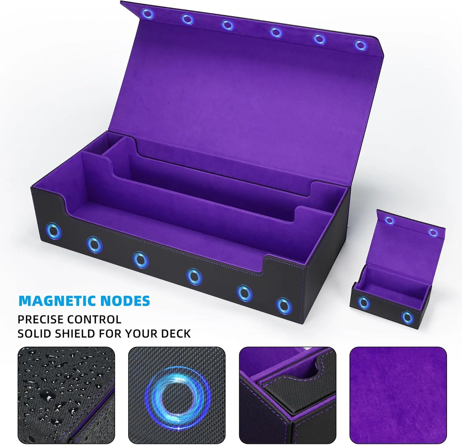 AFIING MTG Deck Box 6 In1 with MTG Playma,Premium Card Storage Box with 5 Pcs MTG Deck Box Holds 2400  Trading Cards, Large TCG Card Deck Case for Magic Yugioh Sports Cards (Black&Purple)