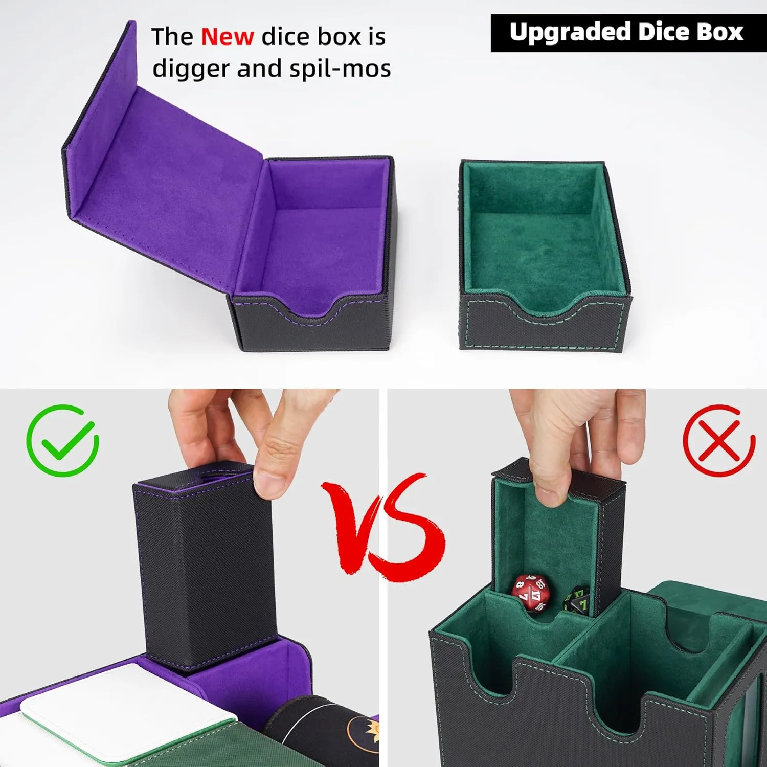 AFIING MTG Deck Box 6 In1 with MTG Playma,Premium Card Storage Box with 5 Pcs MTG Deck Box Holds 2400  Trading Cards, Large TCG Card Deck Case for Magic Yugioh Sports Cards (Black&Purple)