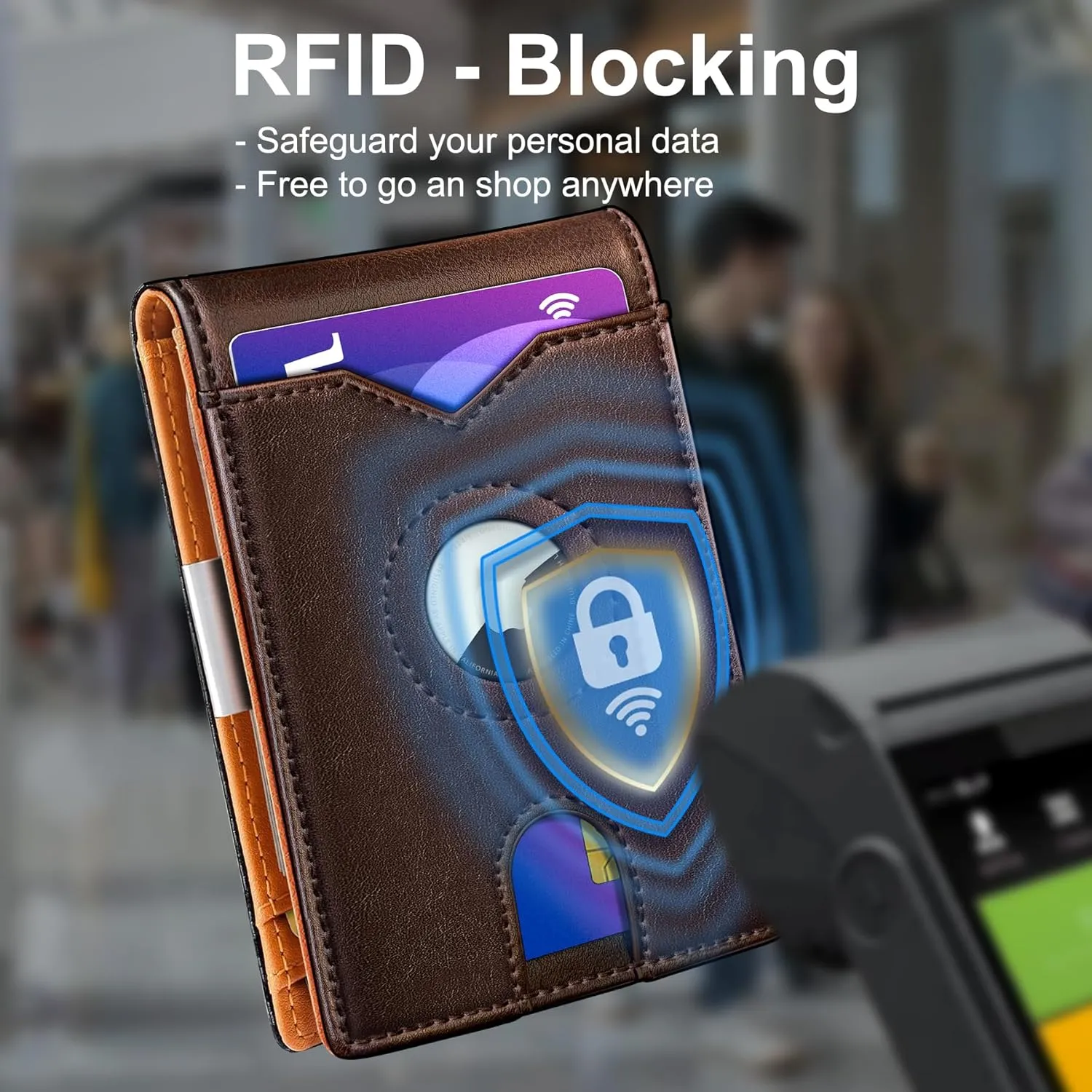 Airtag Wallet for Men,with Money Clip 11 Cards Slim Front Pocket Leather RFID Blocking Wallet with Gift Box