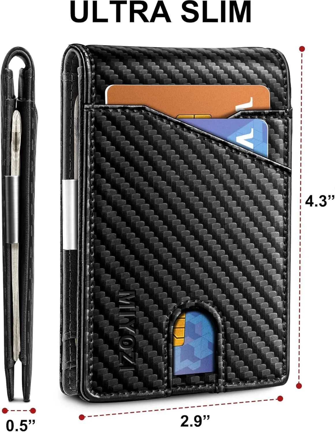 Airtag Wallet for Men,with Money Clip 11 Cards Slim Front Pocket Leather RFID Blocking Wallet with Gift Box