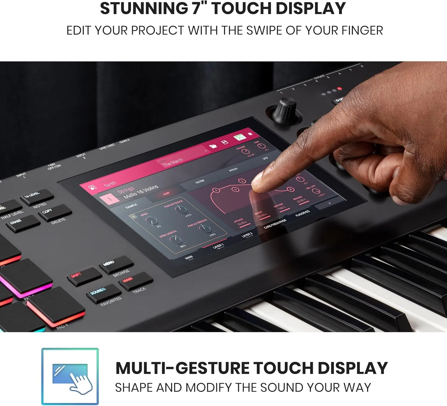 Akai Professional MPC Key 61 - Standalone Music Production Synthesizer Keyboard with Touch Screen, 16 Drum Pads, 20  Sound Engines, Semi Weighted Keys, and Native Instruments Integration