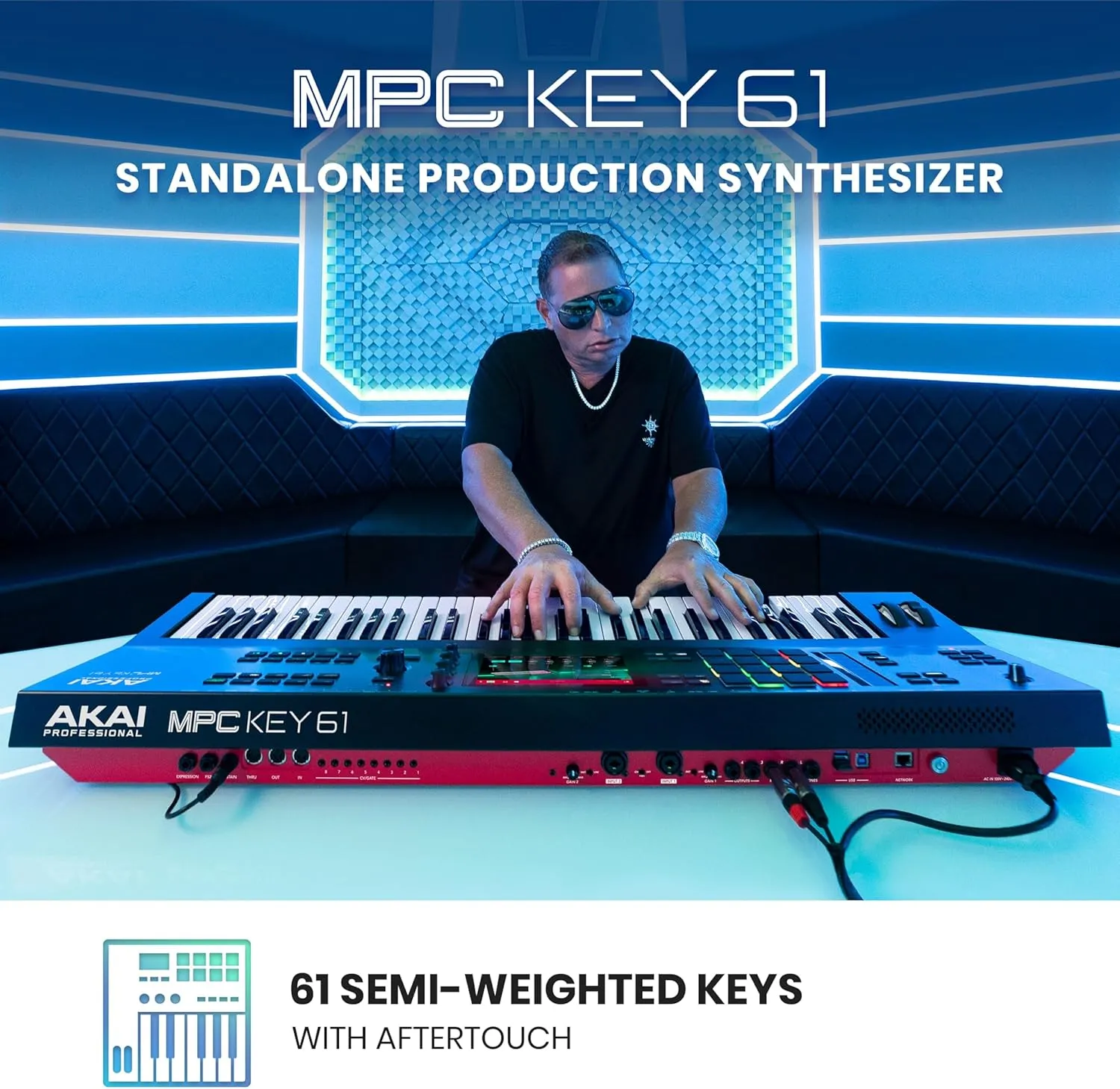 Akai Professional MPC Key 61 - Standalone Music Production Synthesizer Keyboard with Touch Screen, 16 Drum Pads, 20  Sound Engines, Semi Weighted Keys, and Native Instruments Integration
