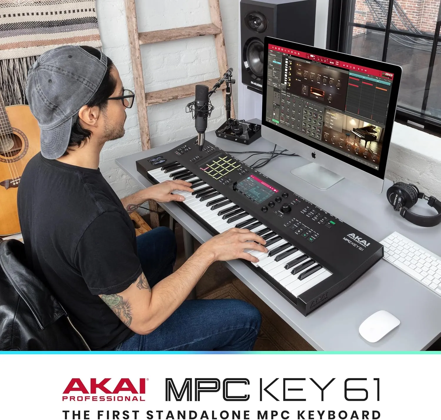 Akai Professional MPC Key 61 - Standalone Music Production Synthesizer Keyboard with Touch Screen, 16 Drum Pads, 20  Sound Engines, Semi Weighted Keys, and Native Instruments Integration