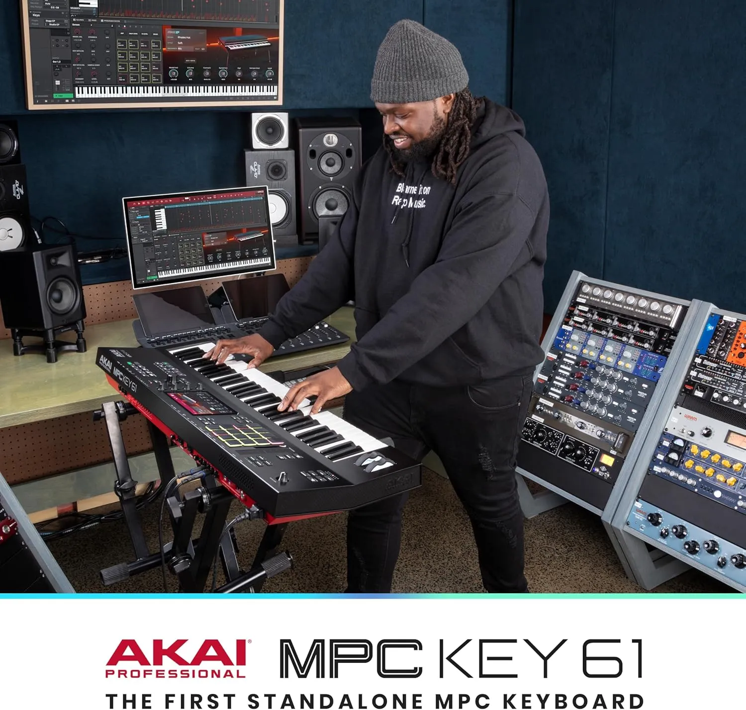 Akai Professional MPC Key 61 - Standalone Music Production Synthesizer Keyboard with Touch Screen, 16 Drum Pads, 20  Sound Engines, Semi Weighted Keys, and Native Instruments Integration