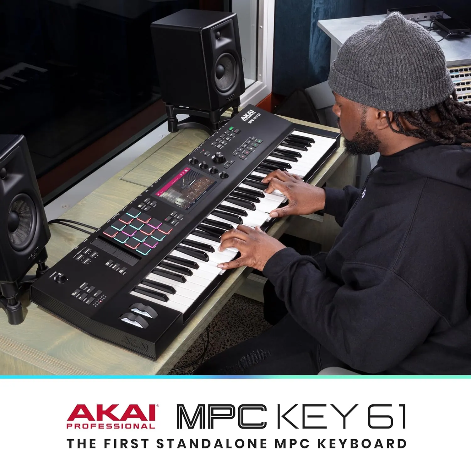 Akai Professional MPC Key 61 - Standalone Music Production Synthesizer Keyboard with Touch Screen, 16 Drum Pads, 20  Sound Engines, Semi Weighted Keys, and Native Instruments Integration