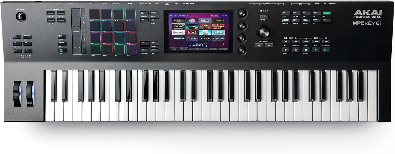 Akai Professional MPC Key 61 - Standalone Music Production Synthesizer Keyboard with Touch Screen, 16 Drum Pads, 20  Sound Engines, Semi Weighted Keys, and Native Instruments Integration
