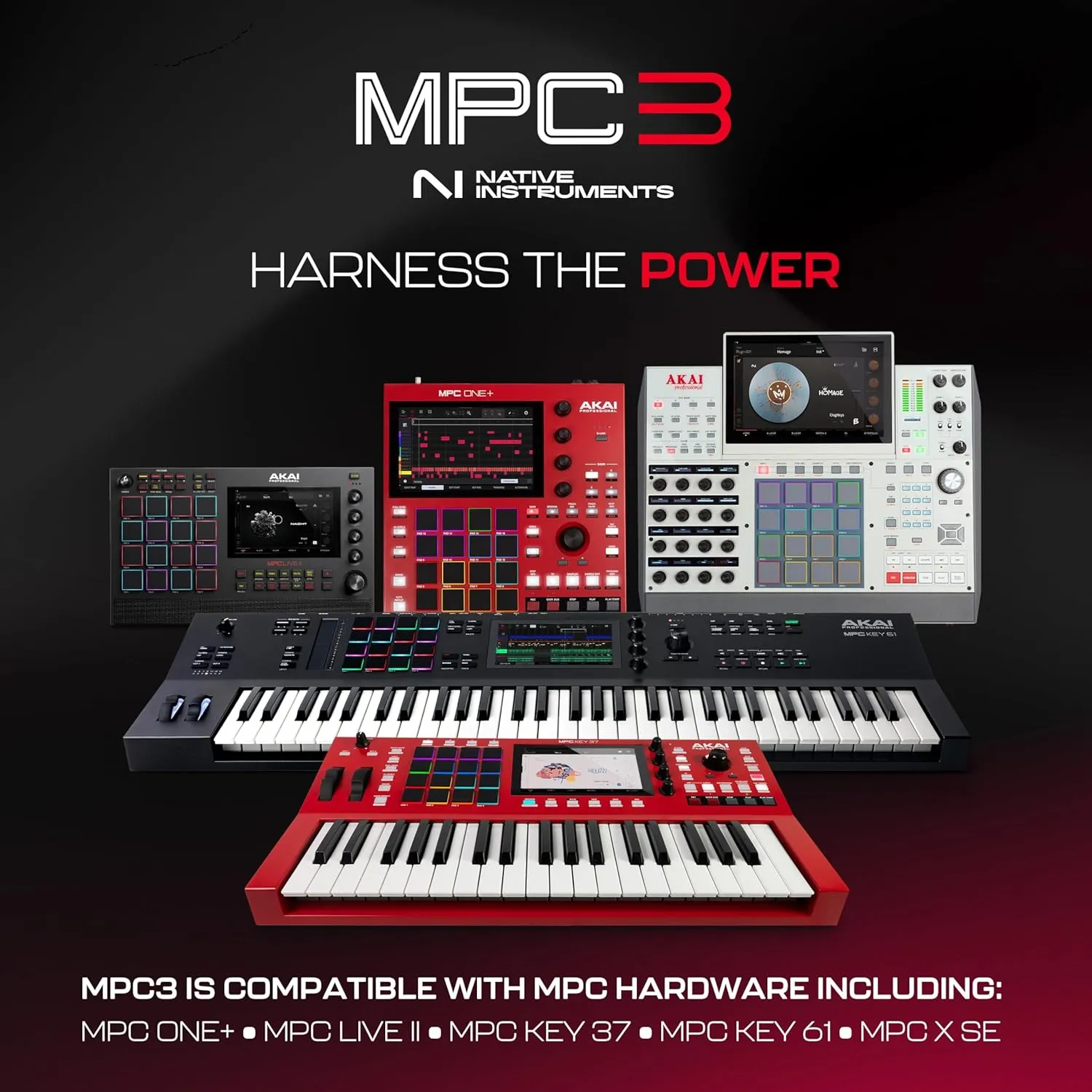 Akai Professional MPC Key 61 - Standalone Music Production Synthesizer Keyboard with Touch Screen, 16 Drum Pads, 20  Sound Engines, Semi Weighted Keys, and Native Instruments Integration