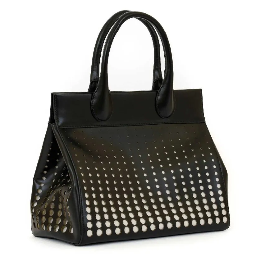 ALAIA PARIS BLACK LEATHER MONOCHROME LASER